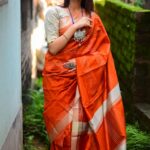 Beautiful Brown Banglori Raw Silk Saree
