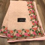 Beautiful Cream Georgette Sequin Work Saree