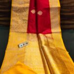 Awesome Yellow and Red Banarasi Katan Saree