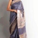Beautiful Navy Kota Linen Designer Saree