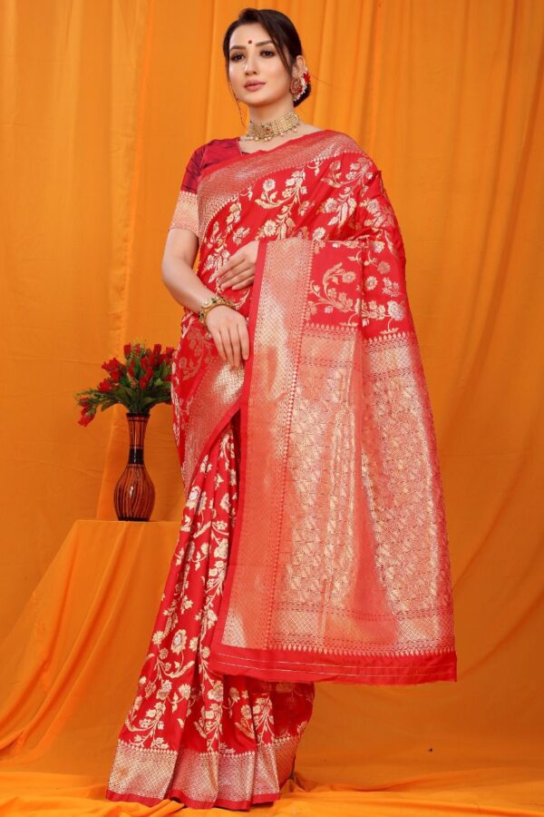Designer Red Kanchipuram Silk Saree