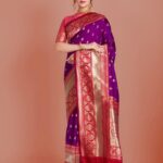 Designer Purple and Red Kanjivaram Silk Saree