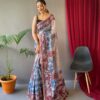 Beauitful Grey Kalamkari Printed Saree