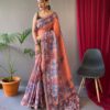 Beauitful Rust Kalamkari Printed Saree