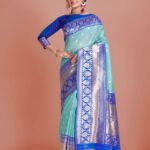 Designer Sky Blue Kanjivaram Silk Saree