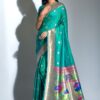 Beautiful Teal Paithani Silk Saree