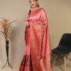 Pure Kanchipuram Pink Digital Printed Saree