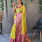 Yellow Tissue Zari Saree