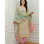 Designer Ivory Printed Women Stylish Pure Cotton Suit
