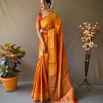 Beautiful Banarasi Patola Mustard Saree